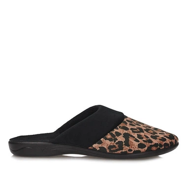 Komfortowe zakryte laczki kapcie Adanex 29812 panterka