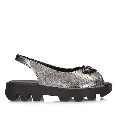 Oryginalne platynowe sandały damskie na platformie Potocki 25-12610PW