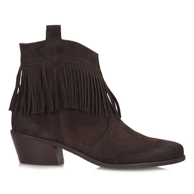 Skórzane zamszowe kowbojki botki Exquisite 1452 czekol.wel