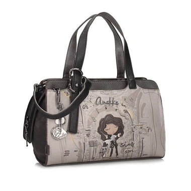 Torebka damska Anekke 43801-448 BOLSO DE ASA CORTA SINTETICO HANDBAG ORCHESTRA szara listonoszka jednokomorowa zapinana na zamek do ręki