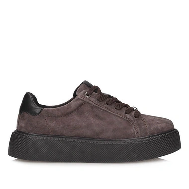 Sneakersy damskie Filippo DP6119/26 BR BK brązowe skórzane sznurowane na platformie
