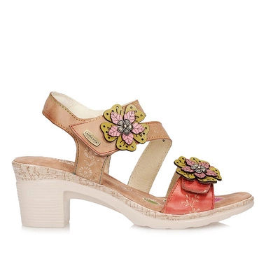 Sandały damskie na obcasie Laura Vita 0006834 BEAO 08 ORANGE  AS329-8