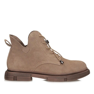 Botki damskie T. SOKOLSKI AN Z26-199 BEIGE beżowe skórzane zamszowe zapinane na zamek na platformie