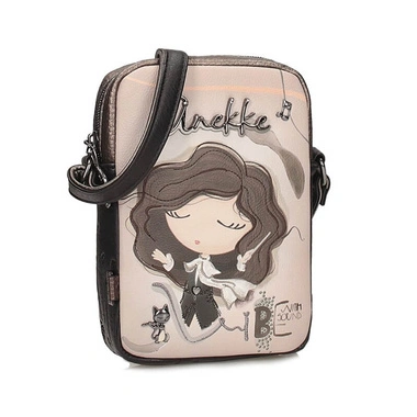 Torebka damska Anekke 43803-908 BOLSO HANDBAG MINI BANDOLERA SINTETICO ORCHESTRA beżowa listonoszka jednokomorowa zapinana na zamek