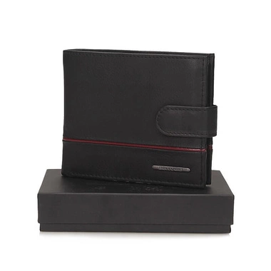 Męski portfel Bellugio TMM-80R-032-032 Black/Red czarny skórzany zapinany na zatrzask