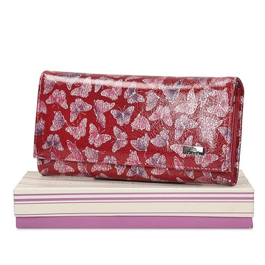 Duży skórzany damski Portfel Baju Baj BB 080-s86 czerwony