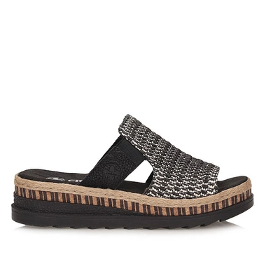 Casualowe czarne klapki damskie Rieker V7953-00