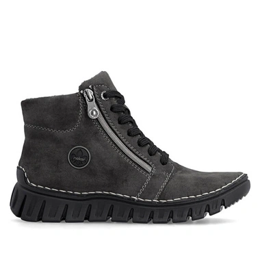 Botki damskie Rieker 57502-45 szare sznurowane zapinane na zamek