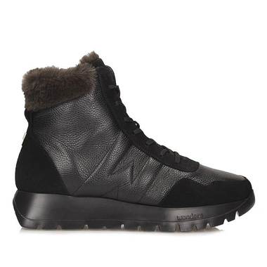 Botki damskie Wonders A-2497-Y TREND I NEGRO WILD I NEGRO czarne na zamek skórzane na platformie