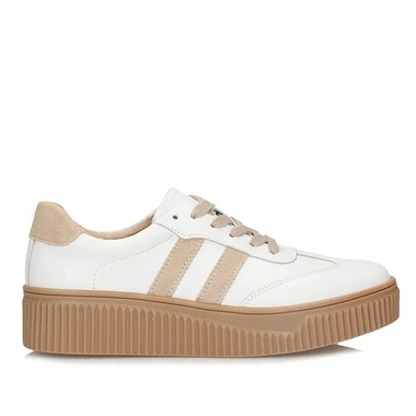Sneakersy damskie Filippo DP6776/25 WH BE białe skórzane sznurowane na platformie
