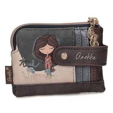 Etui na karty damskie Anekke 43709-027 TARJETERO CARD HOLDER TULIP granatowy jednokomorowy zapinany na zamek