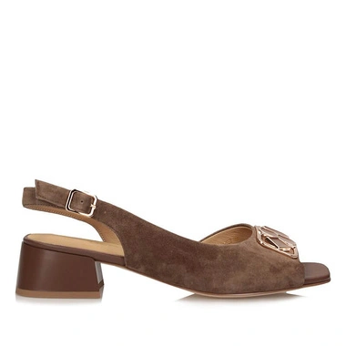 Sandały damskie S.Barski CR61-3127 BROWN brązowe zamszowe na płaskim obcasie