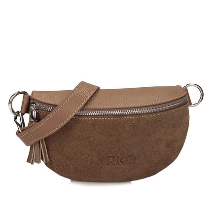 Skórzana damska nerka Ryłko R40755TB_3QD ciemny beż