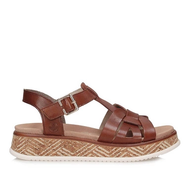 Komfortowe sandały damskie na platformie Rieker W0853-24 brown