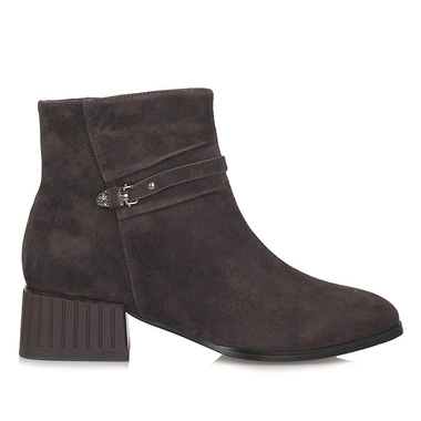 Czekoladowe botki damskie na obcasie S.Barski CR52-651 D.BROWN