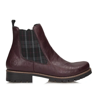 Botki damskie Rieker 79592-30 bordowe zapinane na zamek