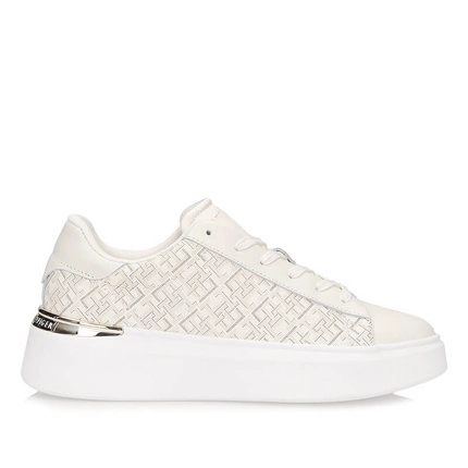 Sneakersy białe damskie Tommy Hilfiger FW0FW09155YA8W5G-TH MONOGRAM PLATFORM, YA8 PP W5G Ivory Silk