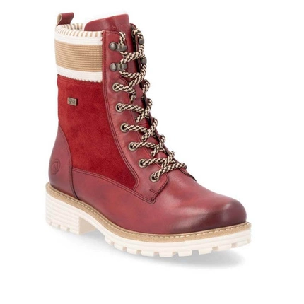 Wygodne Botki damskie Remonte TEX D0W77-35 Thermoinsole czerwone 