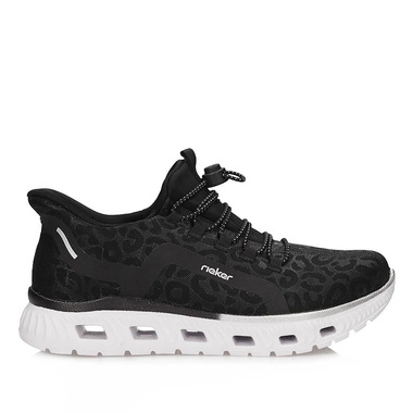 Modne wygodne półbuty damskie Rieker M6066-01 czarne sportowe