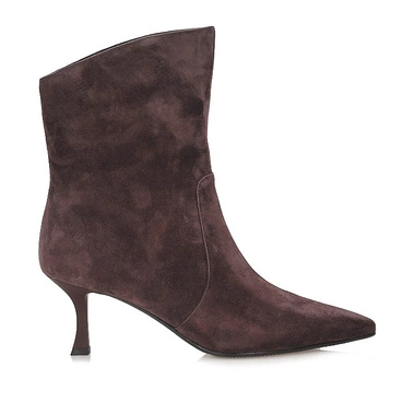 Botki damskie S.Barski CR62-660 D. BROWN brązowe zamszowe wsuwane na obcasie