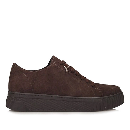 Półbuty sneakersy damskie na platformie Sempre 23-777 Brąz Welur