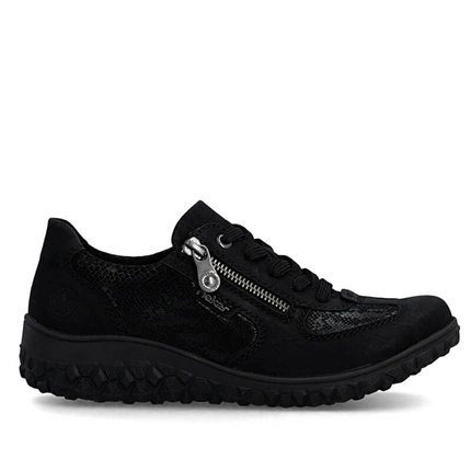 Codzienne czarne półbuty damskie Rieker 59501-00