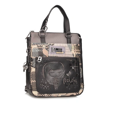 Plecak damski Anekke 43755-288 MOCHILA BACKPACK SINTETICO TULIP czarny jednokomorowy zapinany na zamek na ramię do ręki
