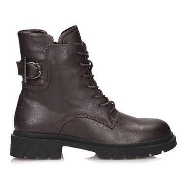 Botki damskie Filippo DBT8018/26 D BR brązowe skórzane sznurowane na zamek