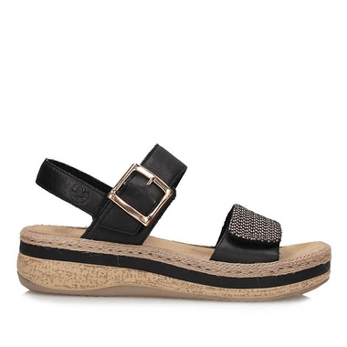 Modne klasyczne sandały damskie na platformie Rieker V0951-00