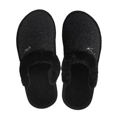 Brokatowe Kapcie pantofle laczki Meteor 105 czarne