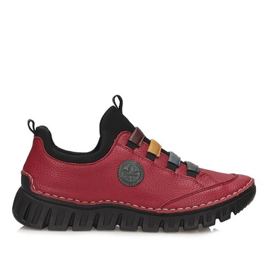 Półbuty damskie Rieker 57550-33 RED czerwone wsuwane na platformie