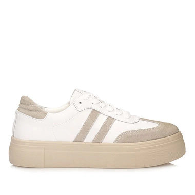 Skórzane Półbuty sneakersy damskie na platformie Filippo DP6841/25 WH BE