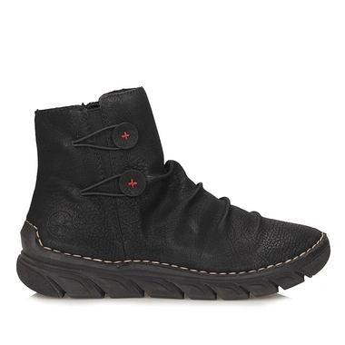 Botki damskie Rieker 55052-00 czarne na zamek na platformie ocieplane