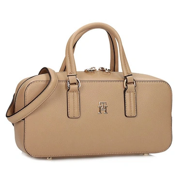 Torebka damska Tommy Hilfiger AW0AW18378 RBC TH DAILY CROSSOVER bezowy kuferek do ręki na zamek