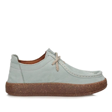 Półbuty damskie Ravini 241094 WATER GREEN NUBUCK zielone skórzane barefoot sznurowane