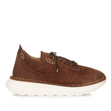 Sneakersy damskie Rixa 58C2955 brązowe sznurowane skórzane