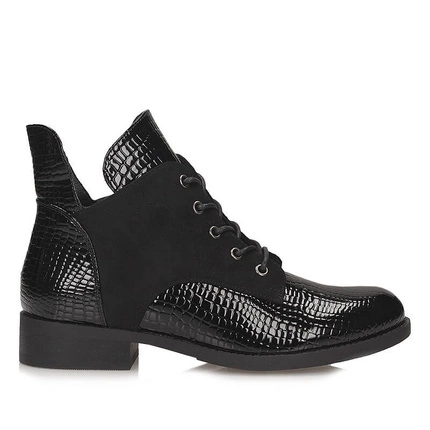  Czarne modne botki sznurowane Vinceza 16477 BK 