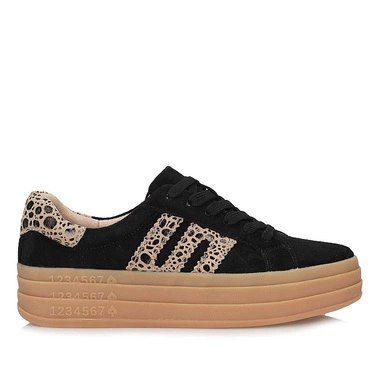 Stylowe skórzane sneakersy półbuty na platformie Filippo DP6744/25 BK LEO