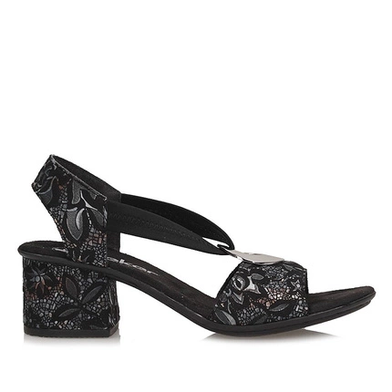 Eleganckie sandały damskie na obcasie Rieker 64683-91 czarne