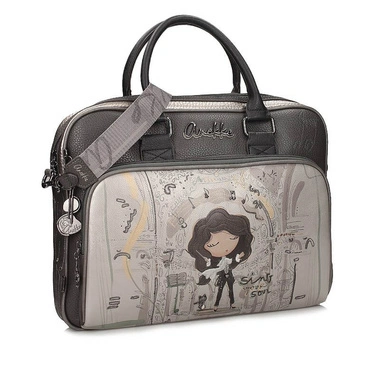 Torba na laptopa damska Anekke 43806-118 PORTADOCUMENTOS BRIEFCASE SINTETICO ORCHESTRA szara jednokomorowa zapinana na zamek do ręki