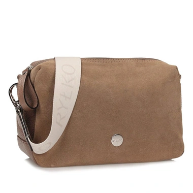 Torebka damska Ryłko R30148TB_8QP brązowa listonoszka zamszowa