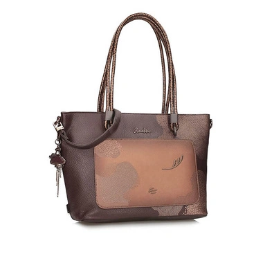 Torebka damska Anekke 43822-342 BOLSO HANDBAG DE HOMBRO SINTETICO ORCHESTRA brązowa jednokomorowa zapinana na zamek na ramię