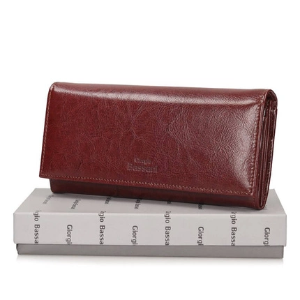 Pojemny skórzany Portfel Giorgio Bassani 080-s38 koniak