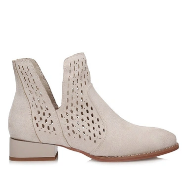 Botki damskie M. Daszyński SA197-28 beżowe wsuwane ażurowe 