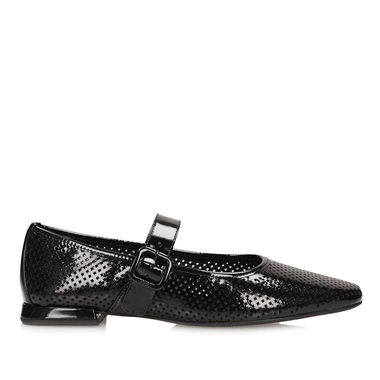 Lakierowane dziurkowane baleriny Mary Jane Högl 9-110964 czarne