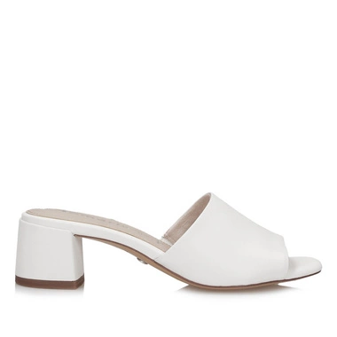 Klapki damskie Tamaris 1-27204-42 100 White białe na obcasie