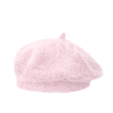 Stylowy angorowy beret damski cz22304-4 lawendowy 