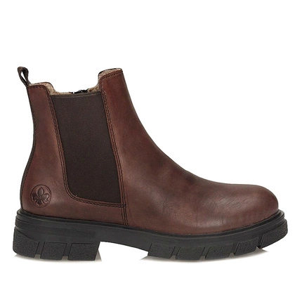 Brązowe Skórzane Botki workery damskie Rieker Z9150-25