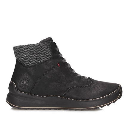 Codzienne czarne botki damskie Rieker 51553-00