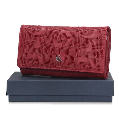 Elegancki portfel Canaletto 1602-s92/t11/RFID czerwony skóra naturalna